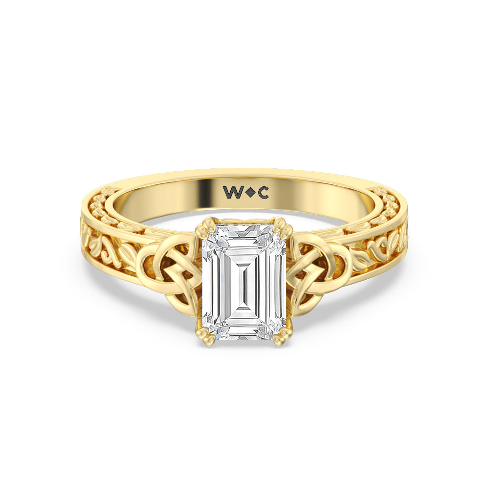 Vintage Celtic Engraved Engagement Ring