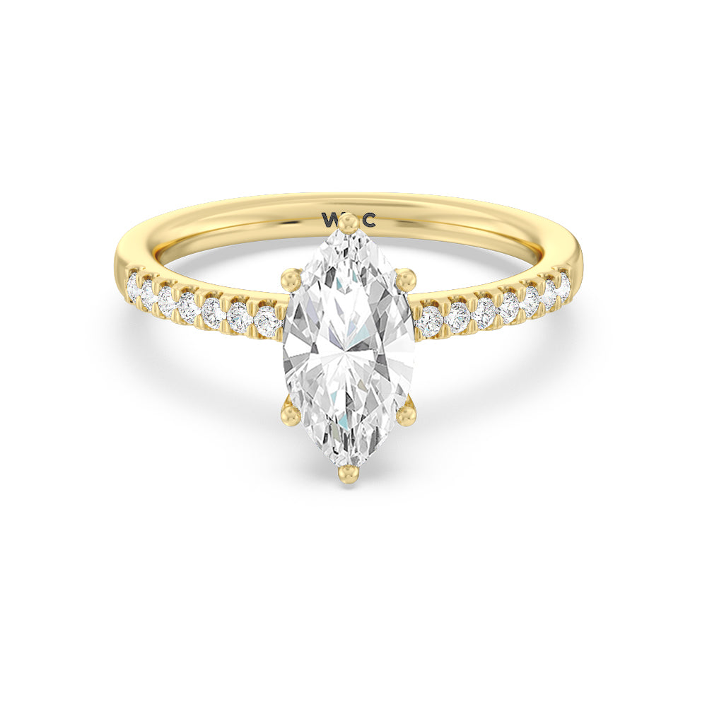 Arc Hidden Halo Engagement Ring - 14KT White Gold Oval