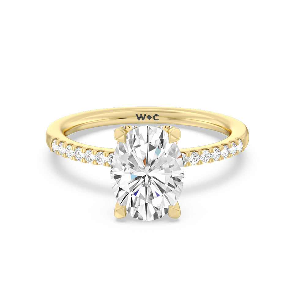 Arc Hidden Halo Engagement Ring - 14KT White Gold Round