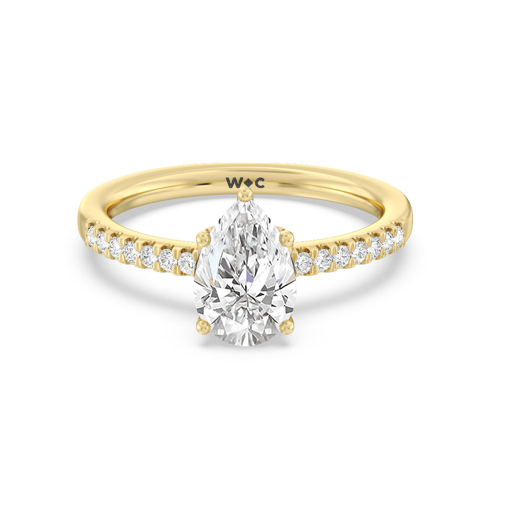 Arc Hidden Halo Engagement Ring - 14KT Yellow Gold Round