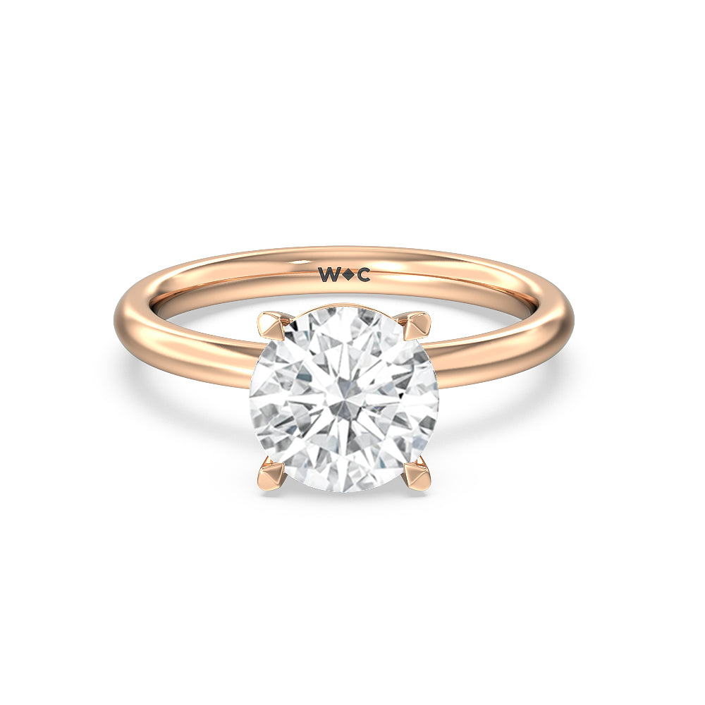 Classic Four Prong Petite Comfort Fit Solitaire Engagement Ring - 14KT White Gold Round