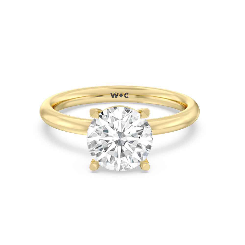 Classic Four Prong Petite Comfort Fit Solitaire Engagement Ring - 14KT White Gold Round