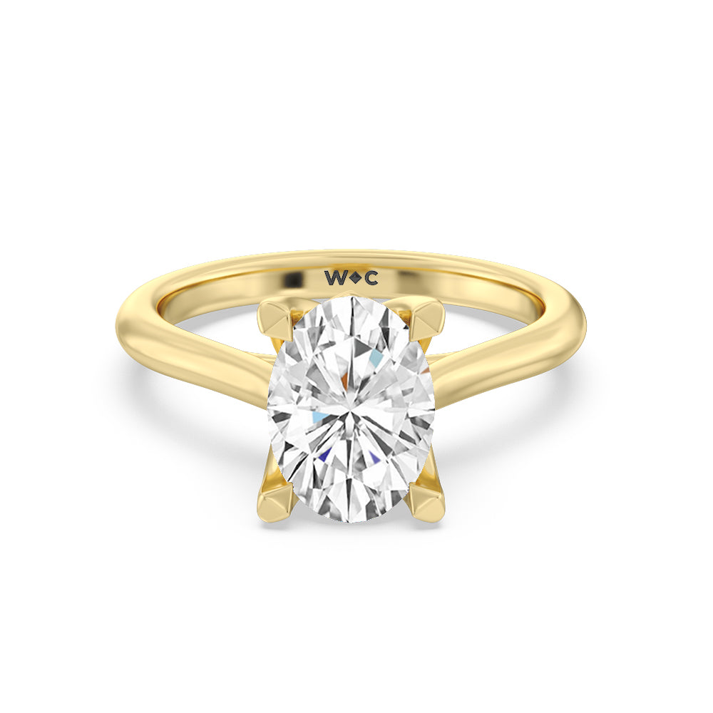 Tulip Basket Cathedral Classic Solitaire Engagement Ring - 14KT White Gold Round