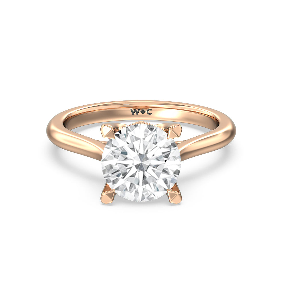 Tulip Basket Cathedral Classic Solitaire Engagement Ring - 14KT White Gold Round