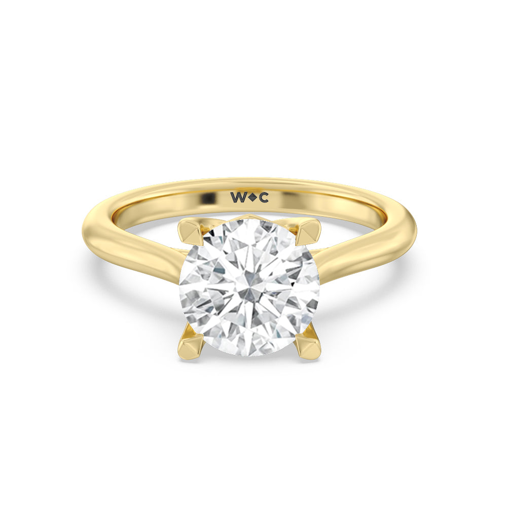Tulip Basket Cathedral Classic Solitaire Engagement Ring - 14KT White Gold Round