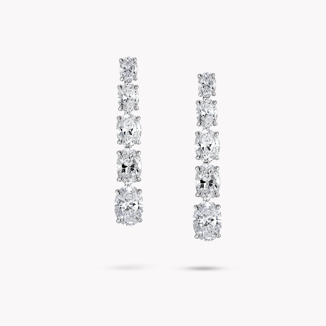 5 Stone Graduated Oval Cut Drop Earrings