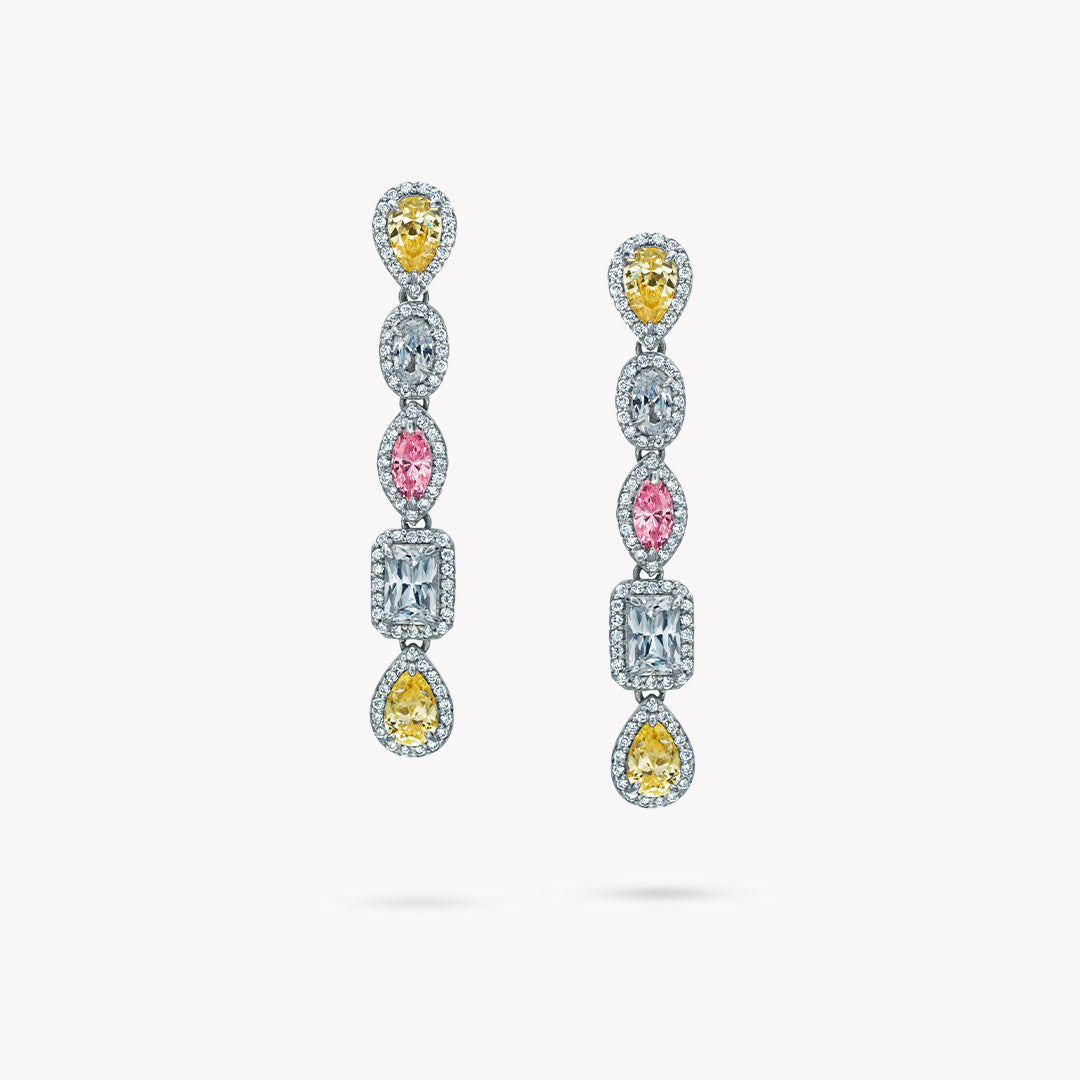 DANI 'Halo' Pave 5 Stone Drop Earrings