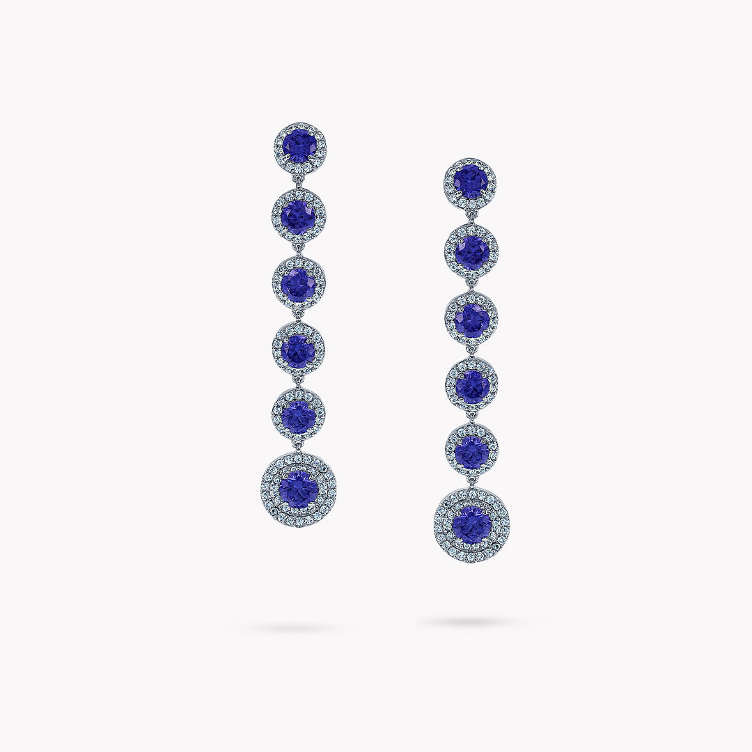 DANI 'Halo' 6 Stone Linear Drop Earrings