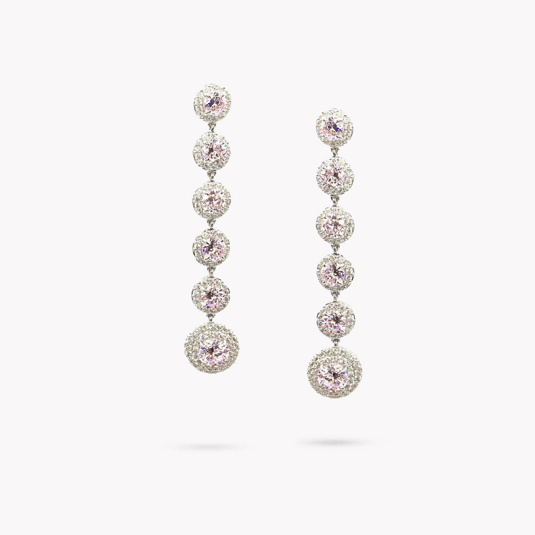 DANI 'Halo' 5 Stone Linear Drop Earrings