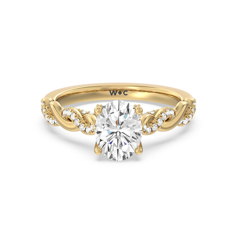Vintage Glamour Twisted Lab Diamond Engagement Ring - 14KT White Gold Cushion