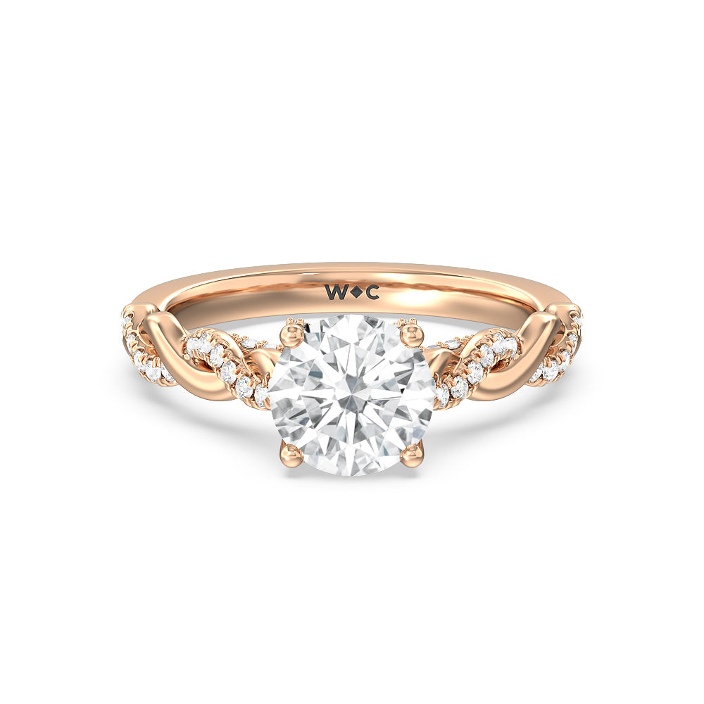 Vintage Glamour Twisted Lab Diamond Engagement Ring - 14KT White Gold Cushion
