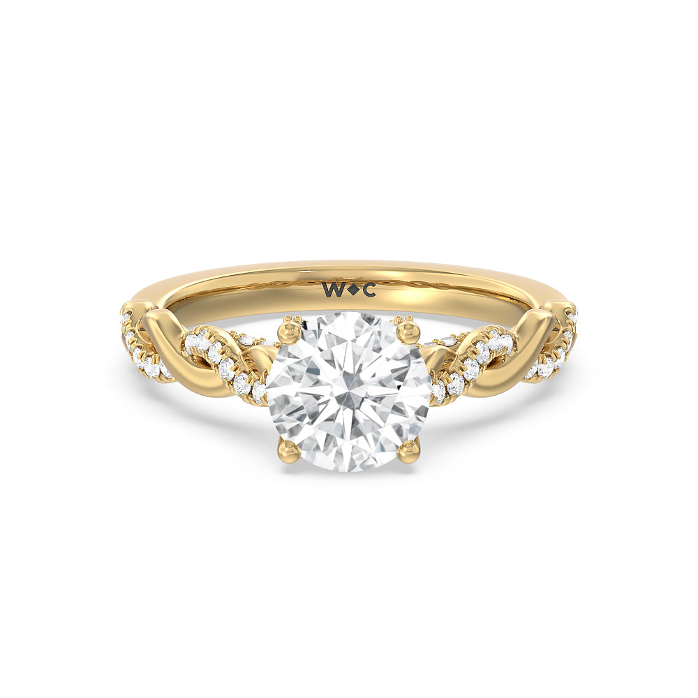 Vintage Glamour Twisted Lab Diamond Engagement Ring - 14KT White Gold Round