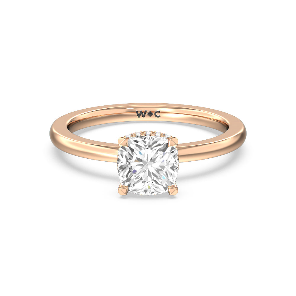 Modern Fine Line High Hidden Halo Solitaire Ring