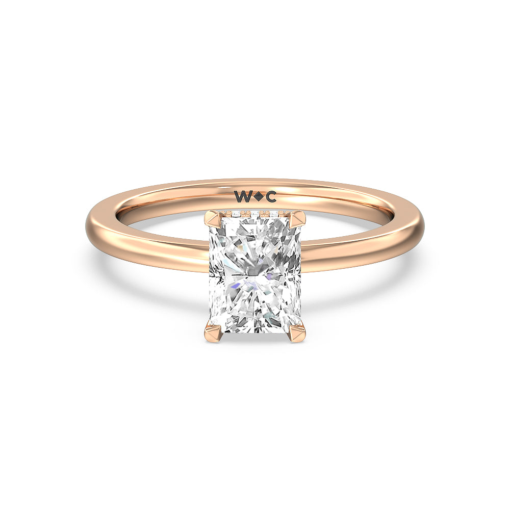 Modern Fine Line High Hidden Halo Solitaire Ring