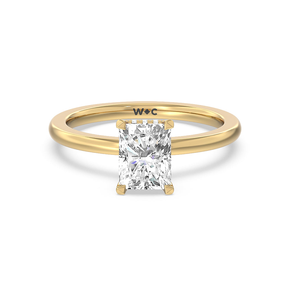 Modern Fine Line High Hidden Halo Solitaire Ring