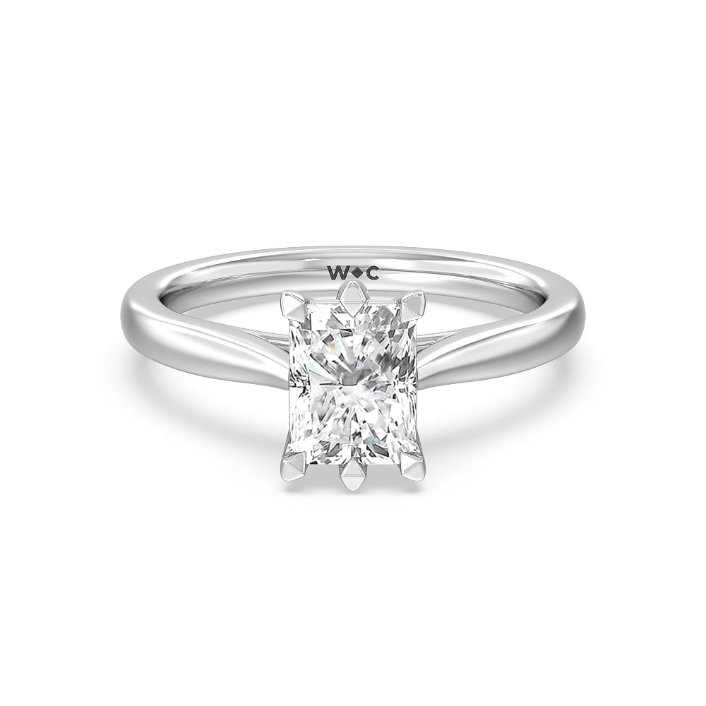 Six Prong Tulip Solitaire Engagement Ring - 14KT White Gold Oval