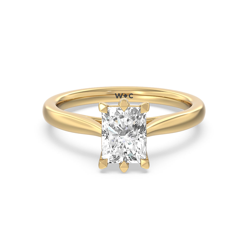 Six Prong Tulip Solitaire Engagement Ring - 14KT White Gold Oval