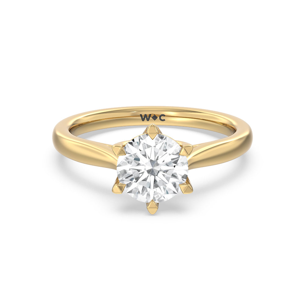 Six Prong Tulip Solitaire Engagement Ring - 14KT White Gold Round