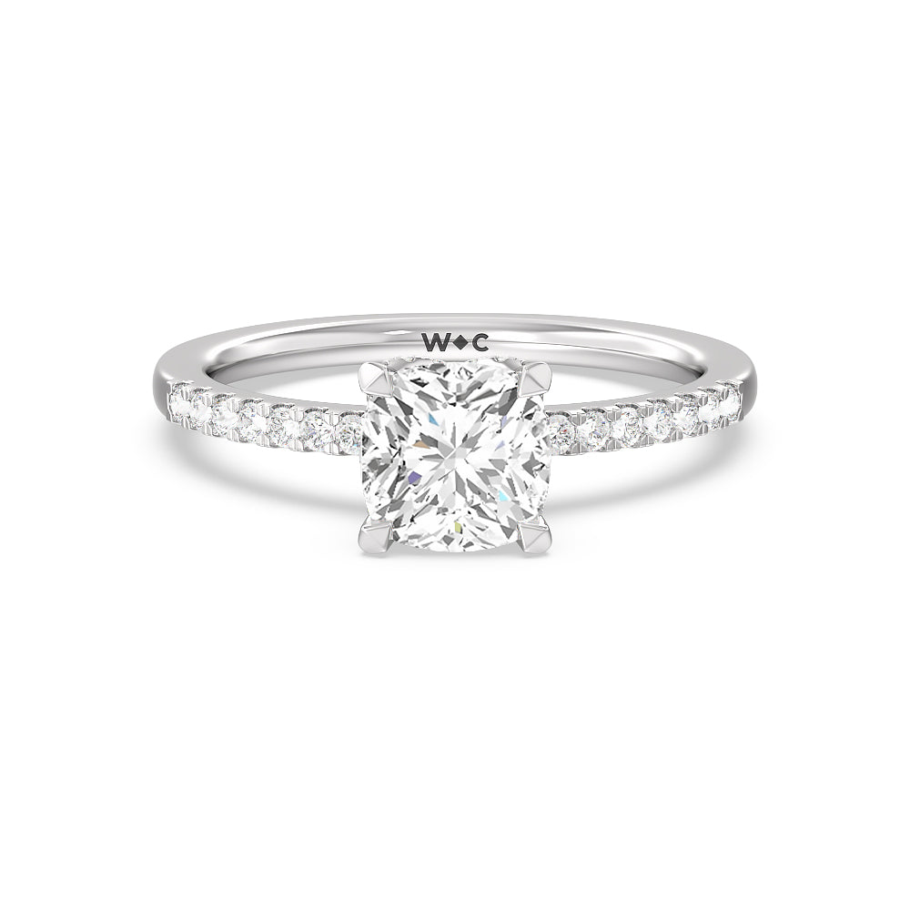 Arc Hidden Halo Engagement Ring - 14KT Yellow Gold Oval