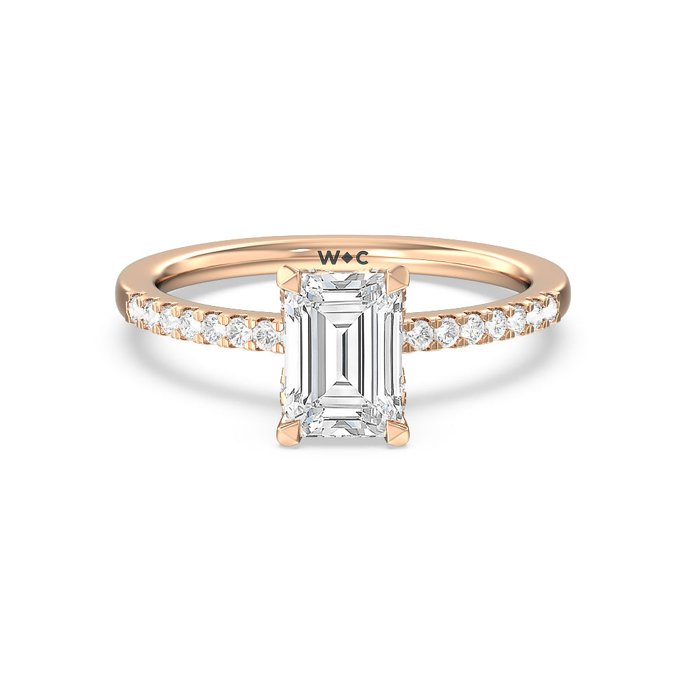 Arc Hidden Halo Engagement Ring - 14KT Rose Gold Round