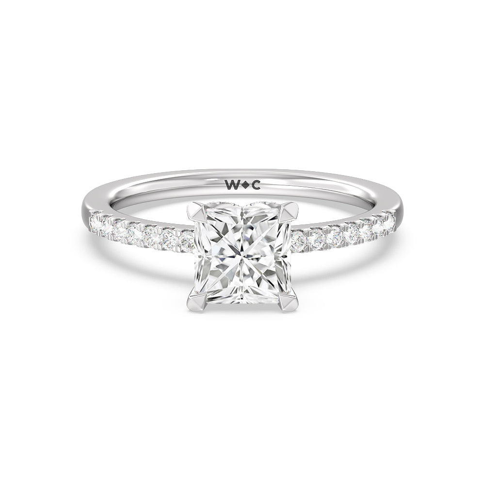 Arc Hidden Halo Engagement Ring - 14KT Yellow Gold Oval
