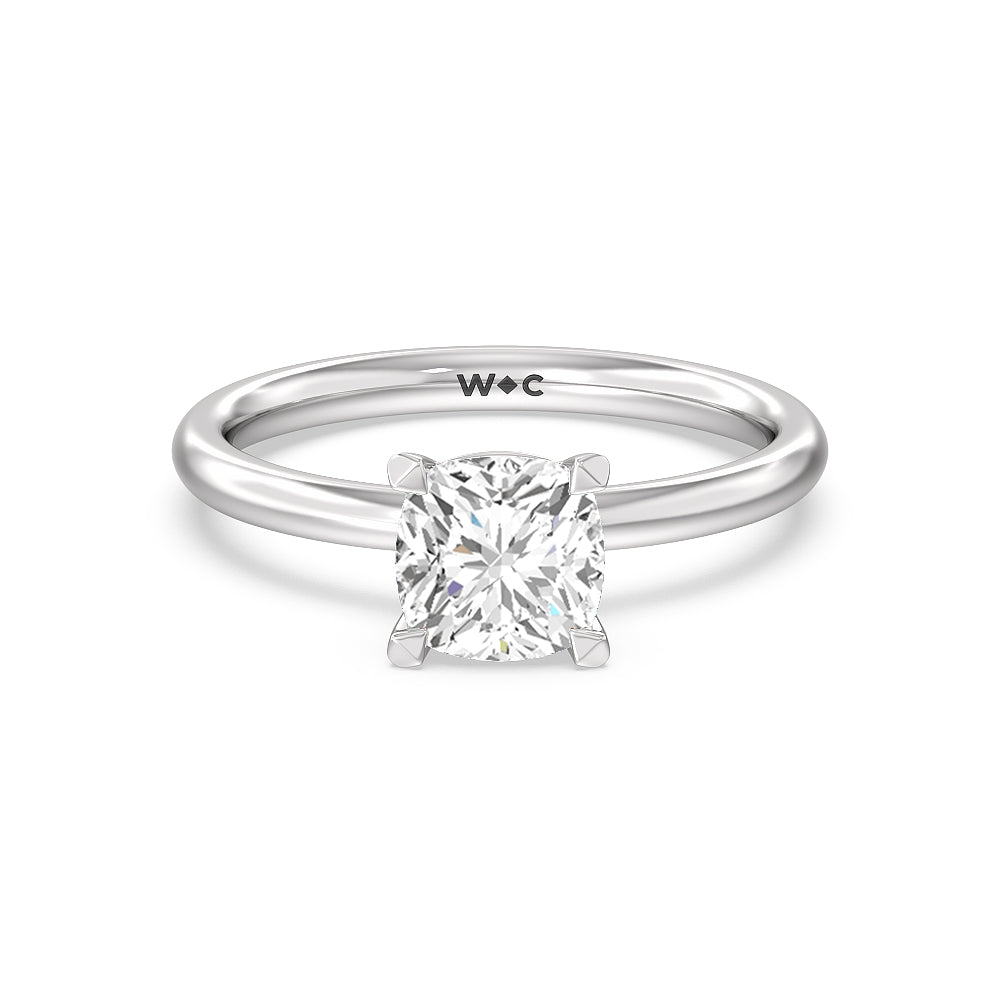 Classic Four Prong Petite Comfort Fit Solitaire Engagement Ring - 14KT White Gold Oval