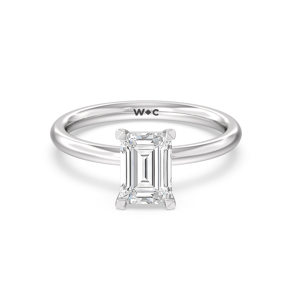 Classic Four Prong Petite Comfort Fit Solitaire Engagement Ring - 14KT White Gold Oval