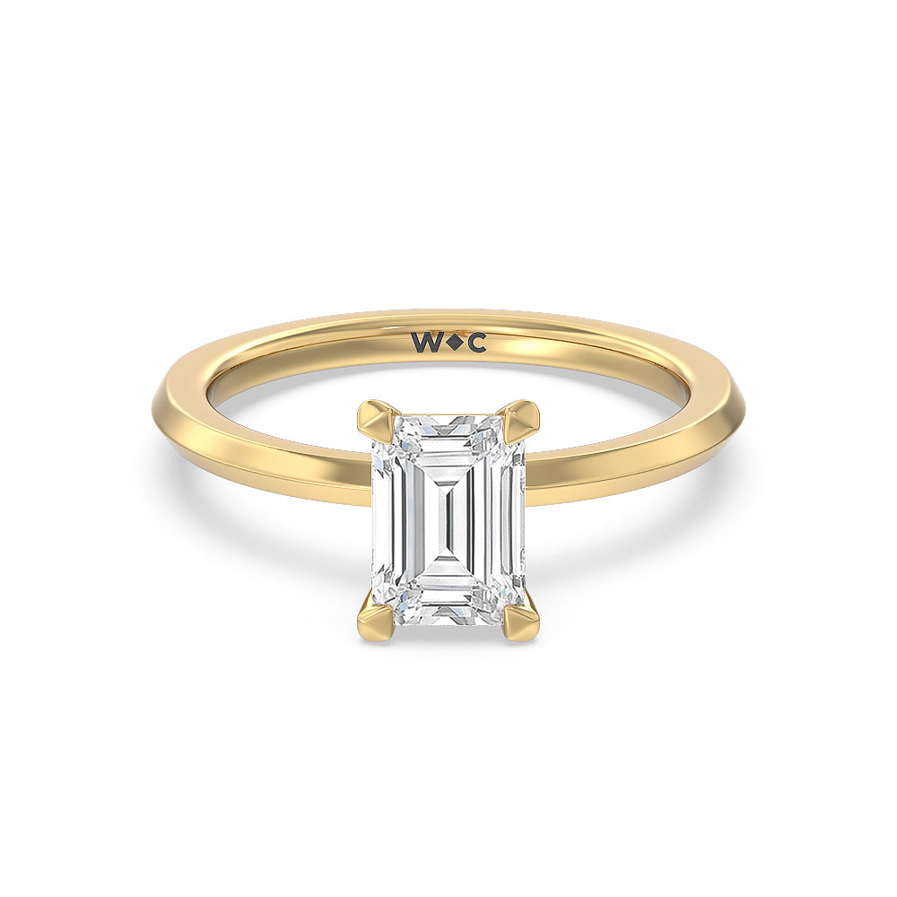 Petite Knife Edge Solitaire Engagement Ring - 14KT White Gold Cushion