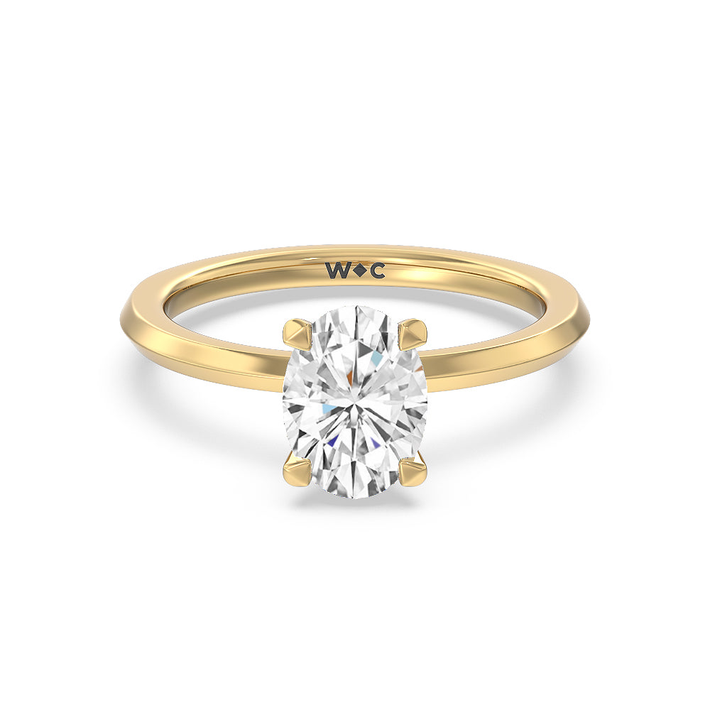 Petite Knife Edge Solitaire Engagement Ring - 14KT White Gold Cushion