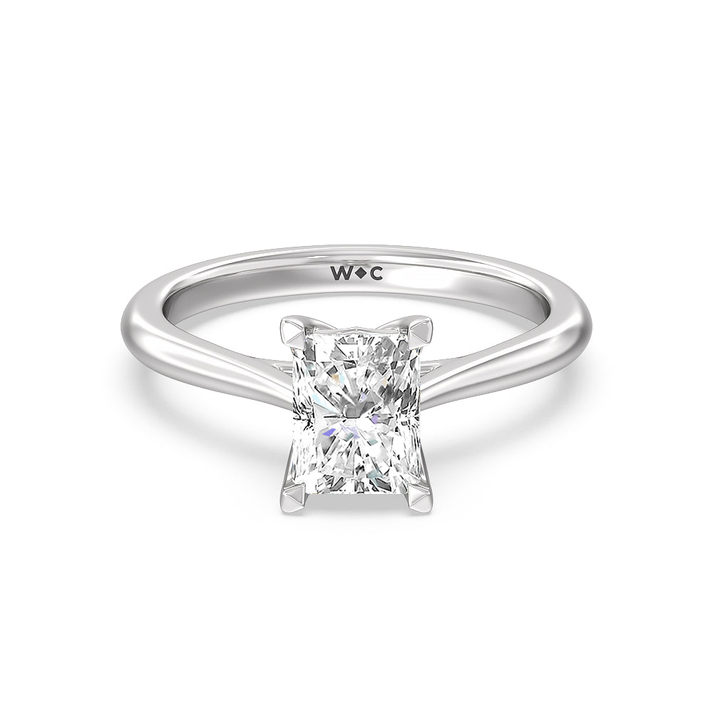 Tulip Basket Cathedral Classic Solitaire Engagement Ring - 14KT White Gold Oval