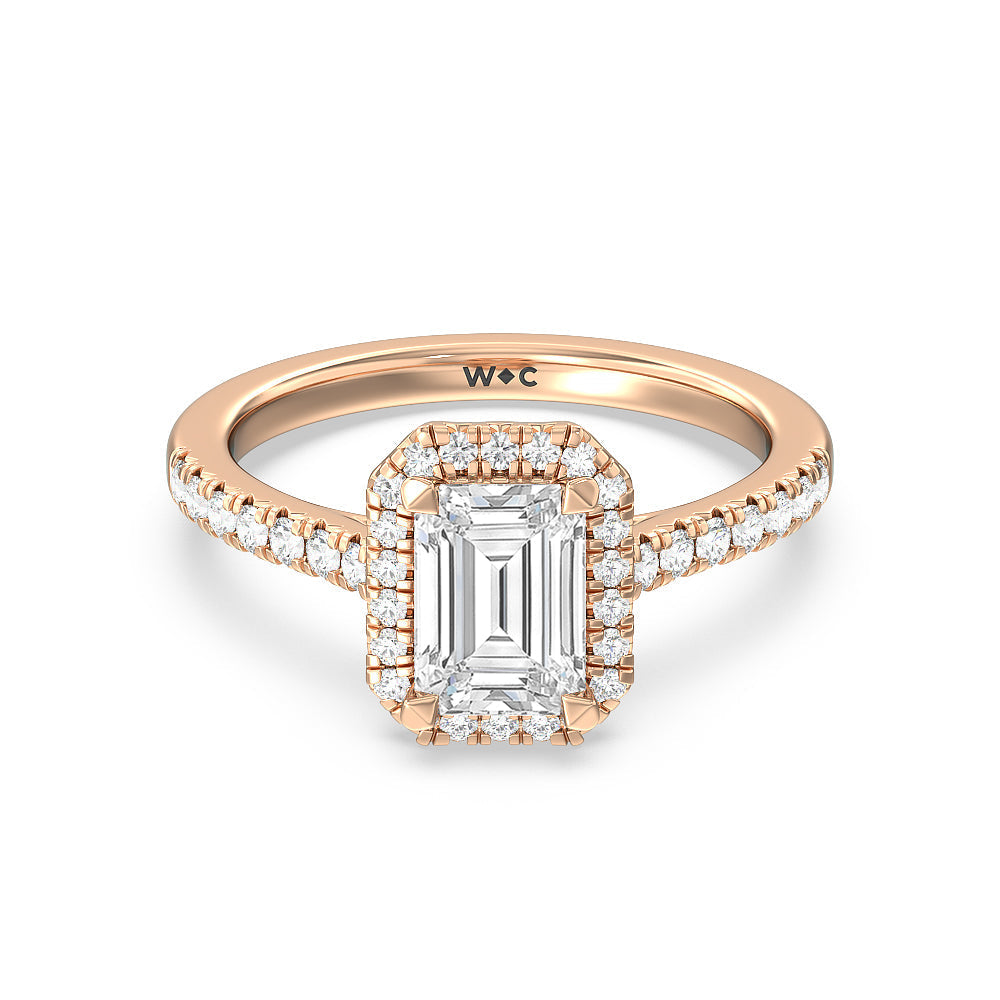 Halo Cathedral Studded Engagement Ring - 14KT White Gold Oval
