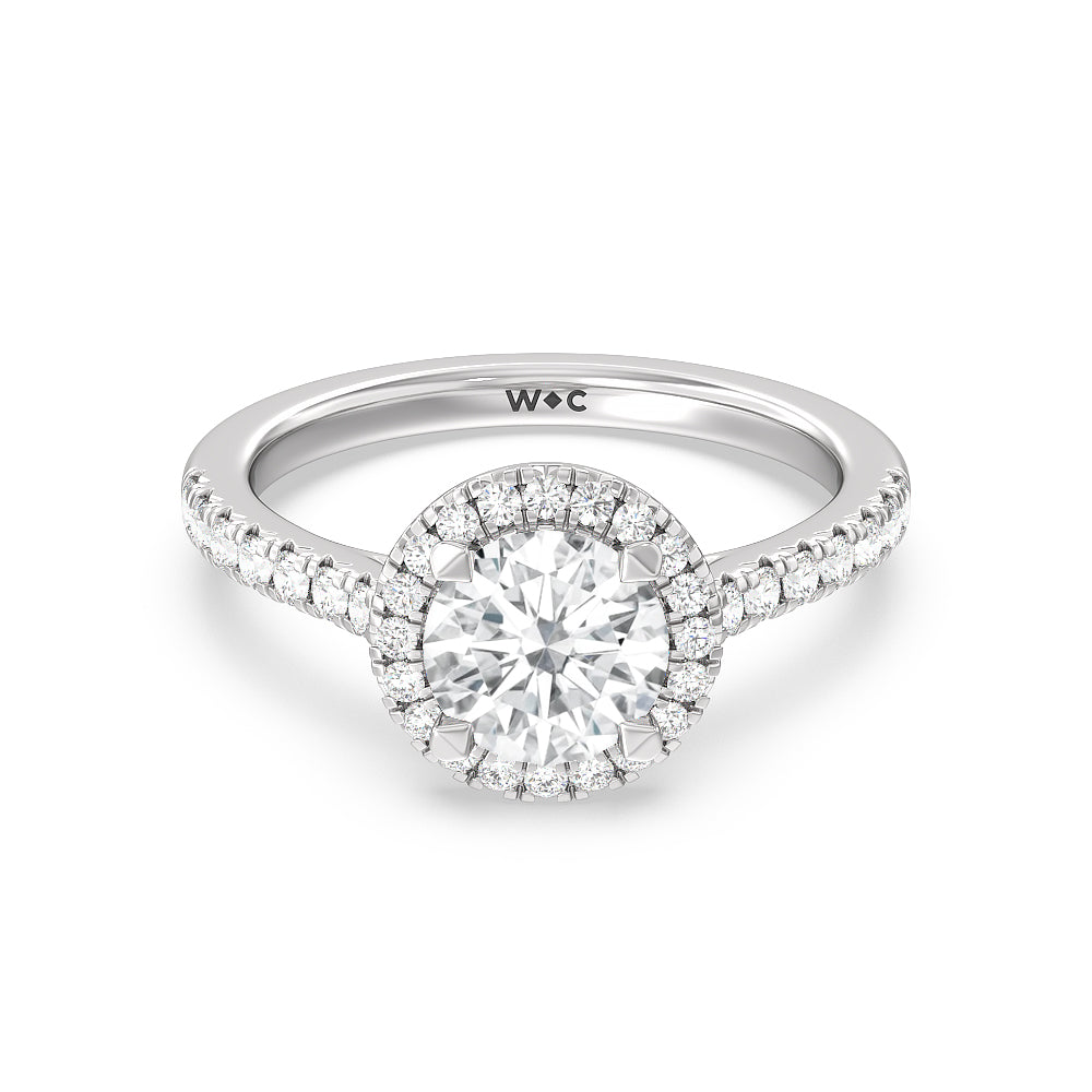 Halo Cathedral Studded Engagement Ring