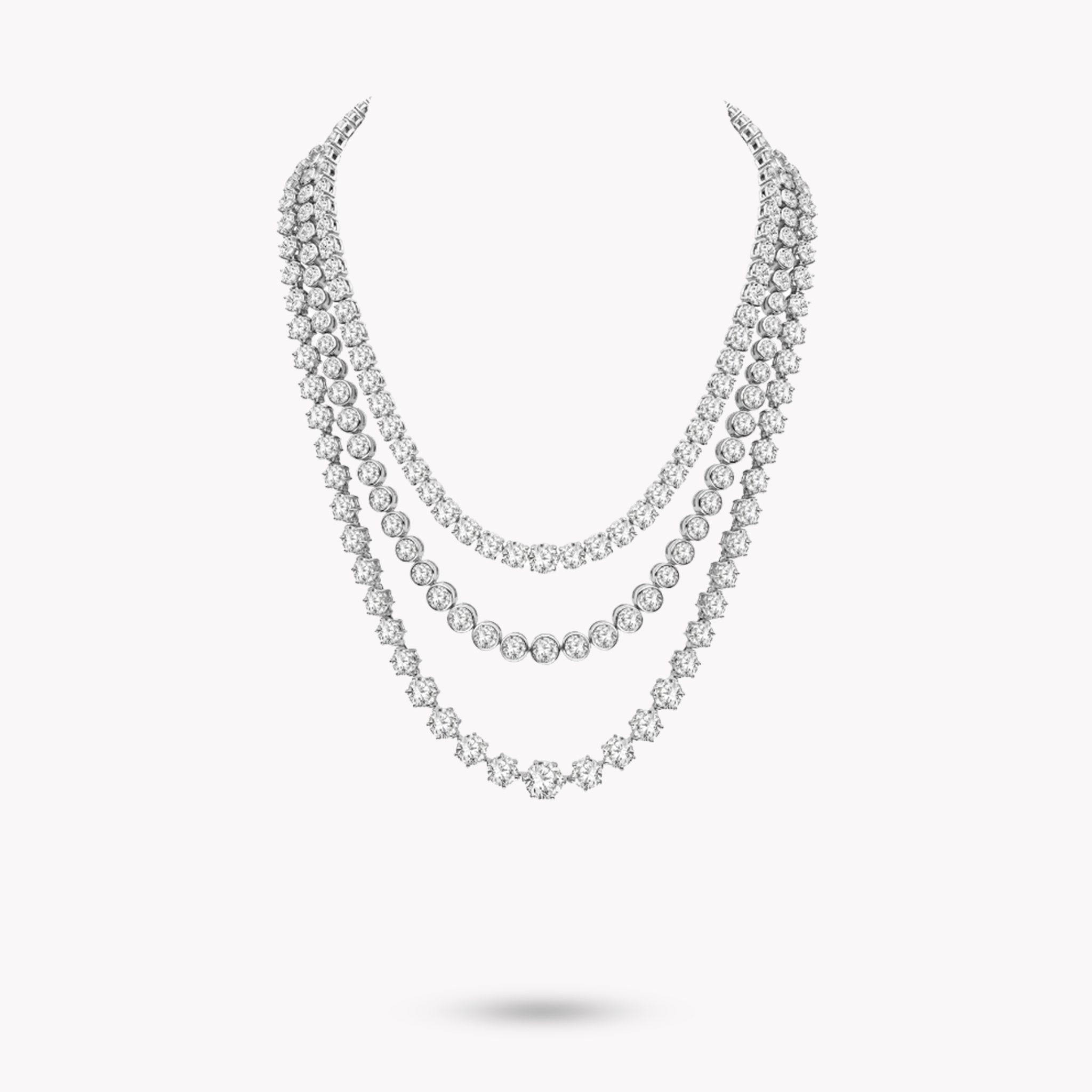 Fancy Shape 3 Row Necklace