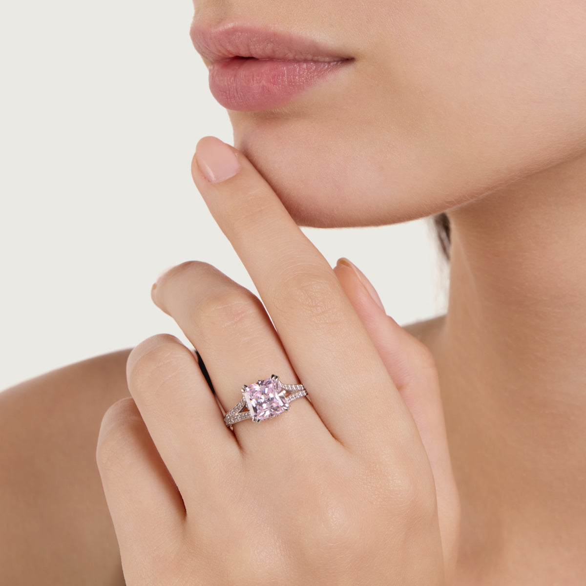 Lumina Pink Princess Cut Ring