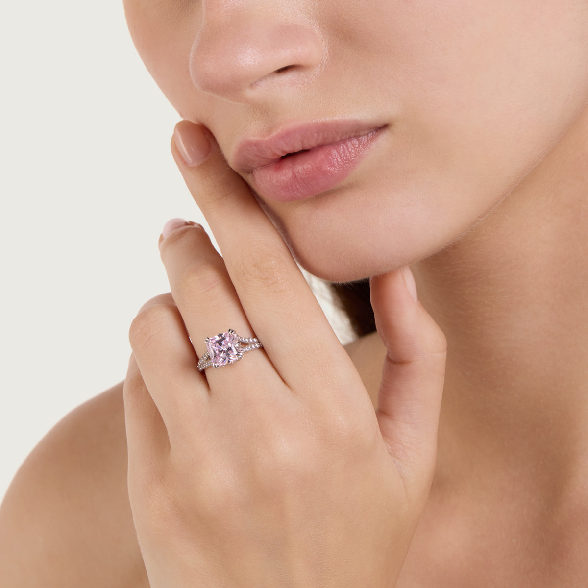 Lumina Pink Princess Cut Ring