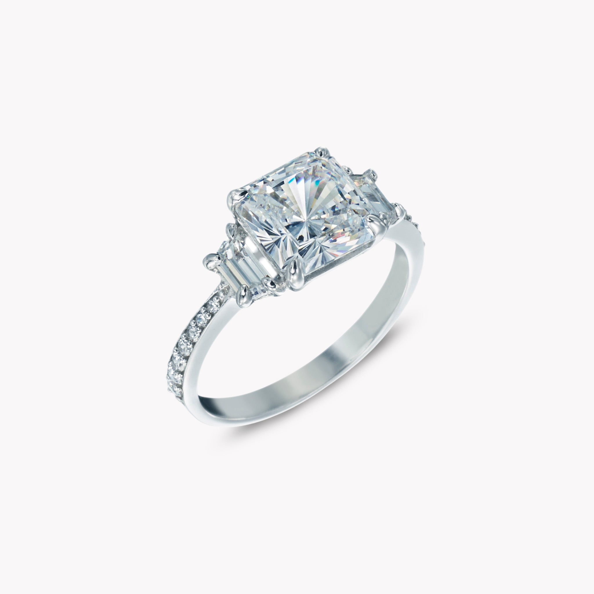 Pave 3 Stone Ring