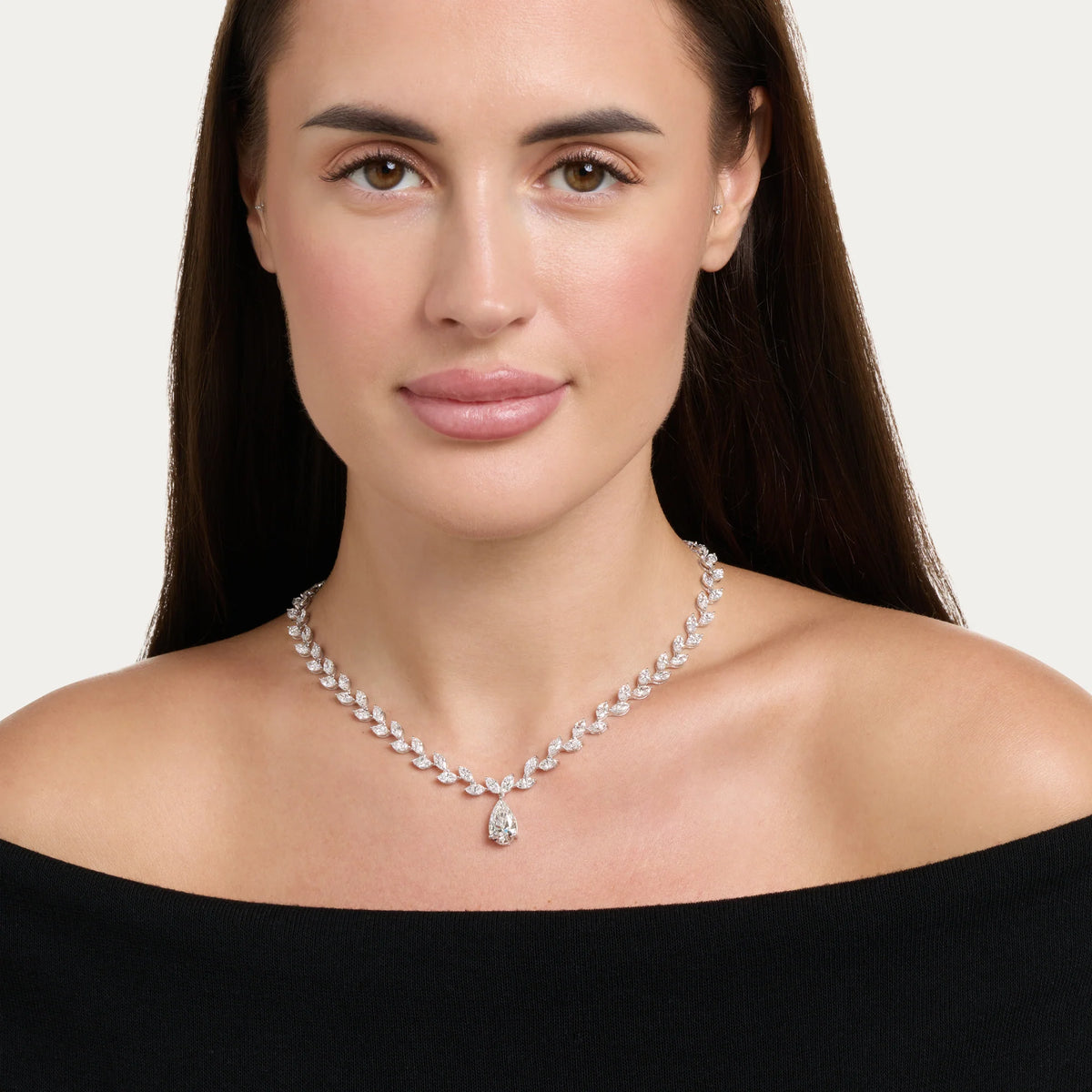 Model wearing a DANI diamond necklace