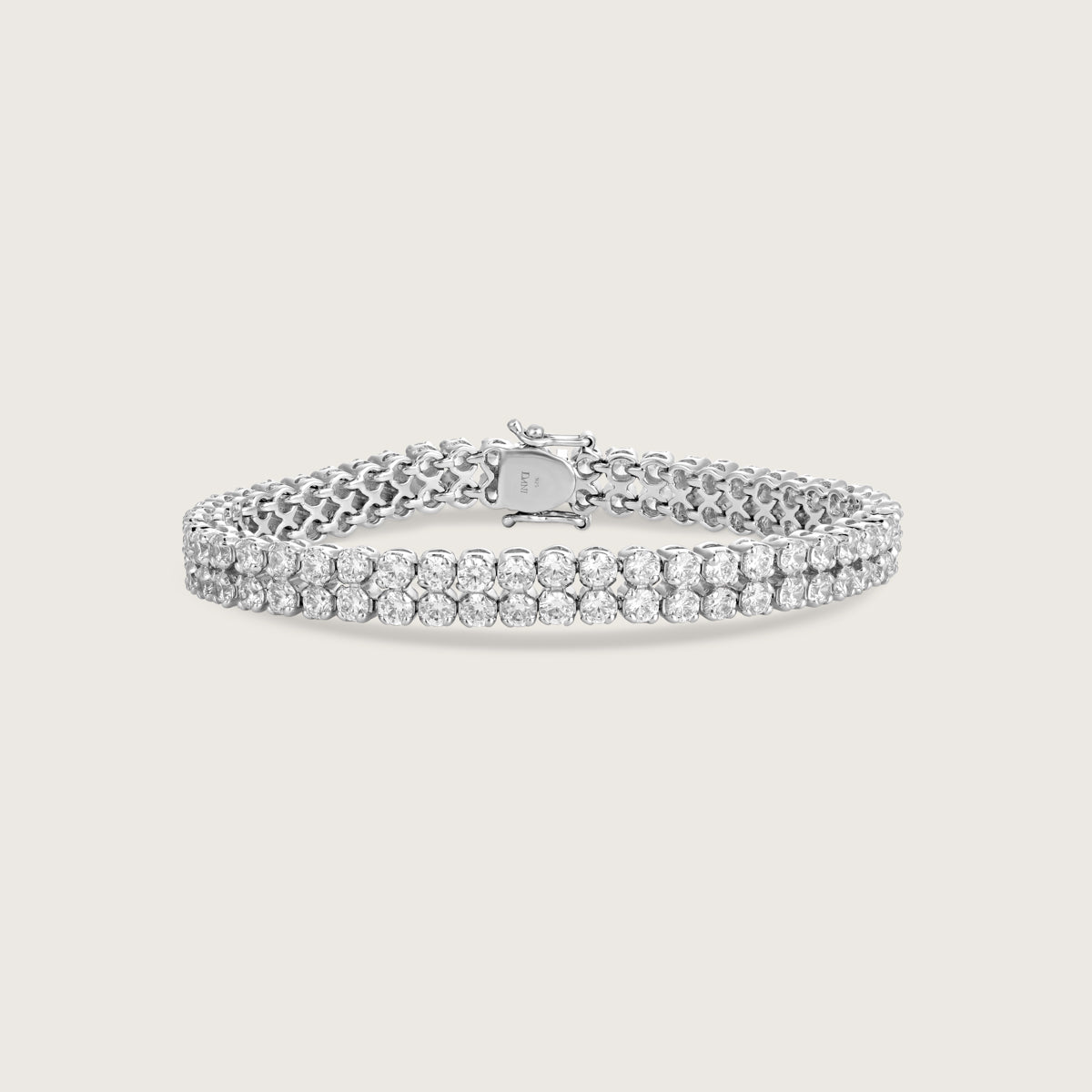 Dual-Row Diamond Bracelet with Yellow Prongs