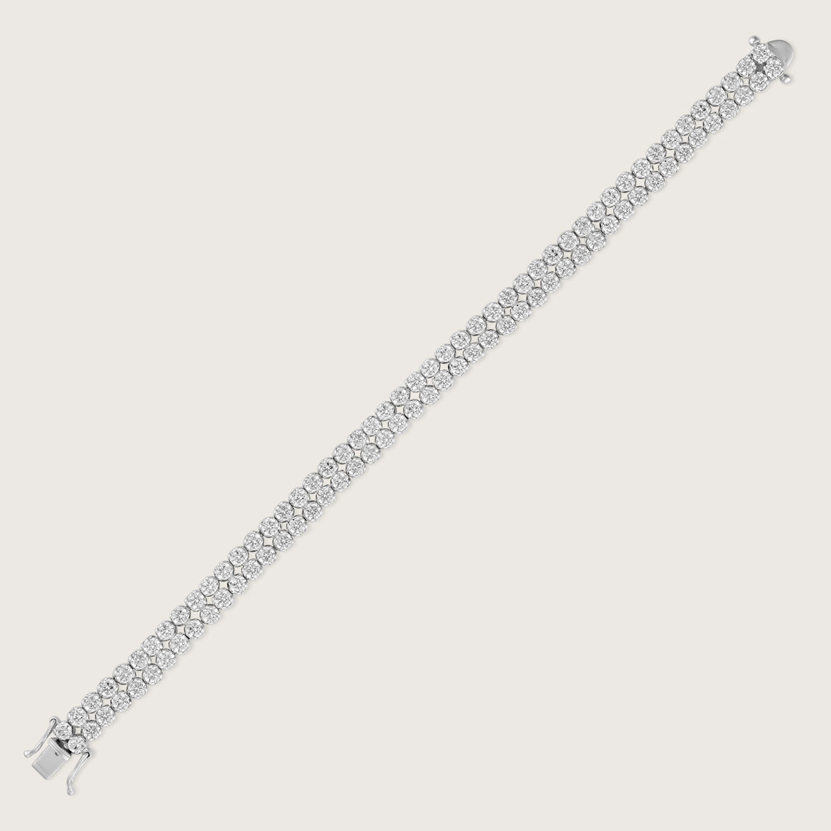 Dual-Row Diamond Bracelet with Yellow Prongs