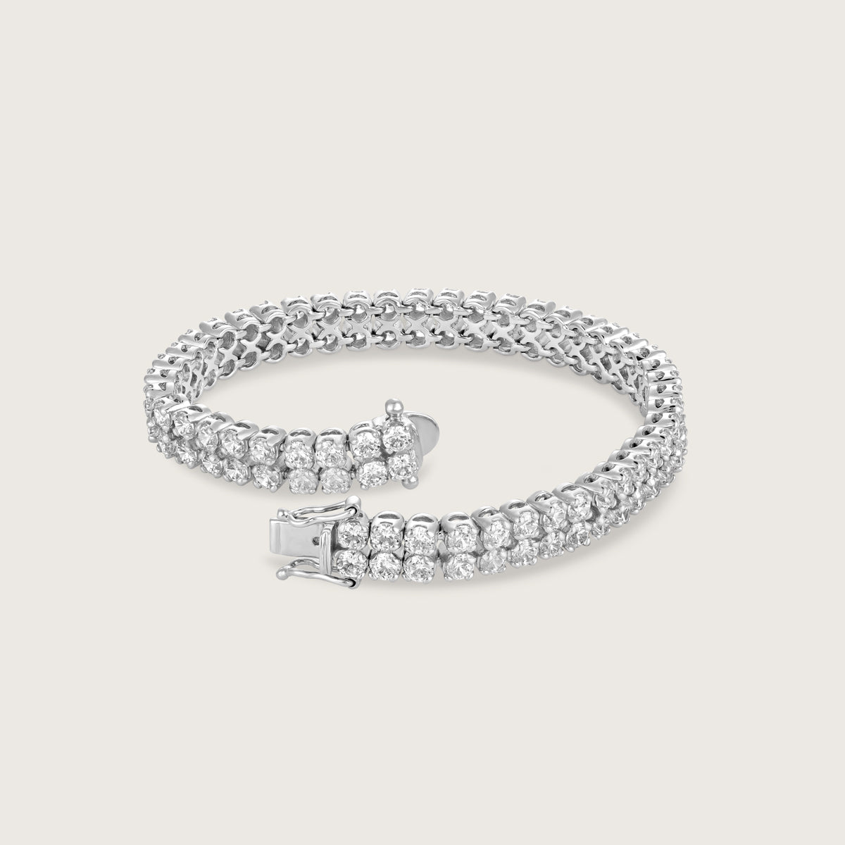 Dual-Row Diamond Bracelet with Yellow Prongs