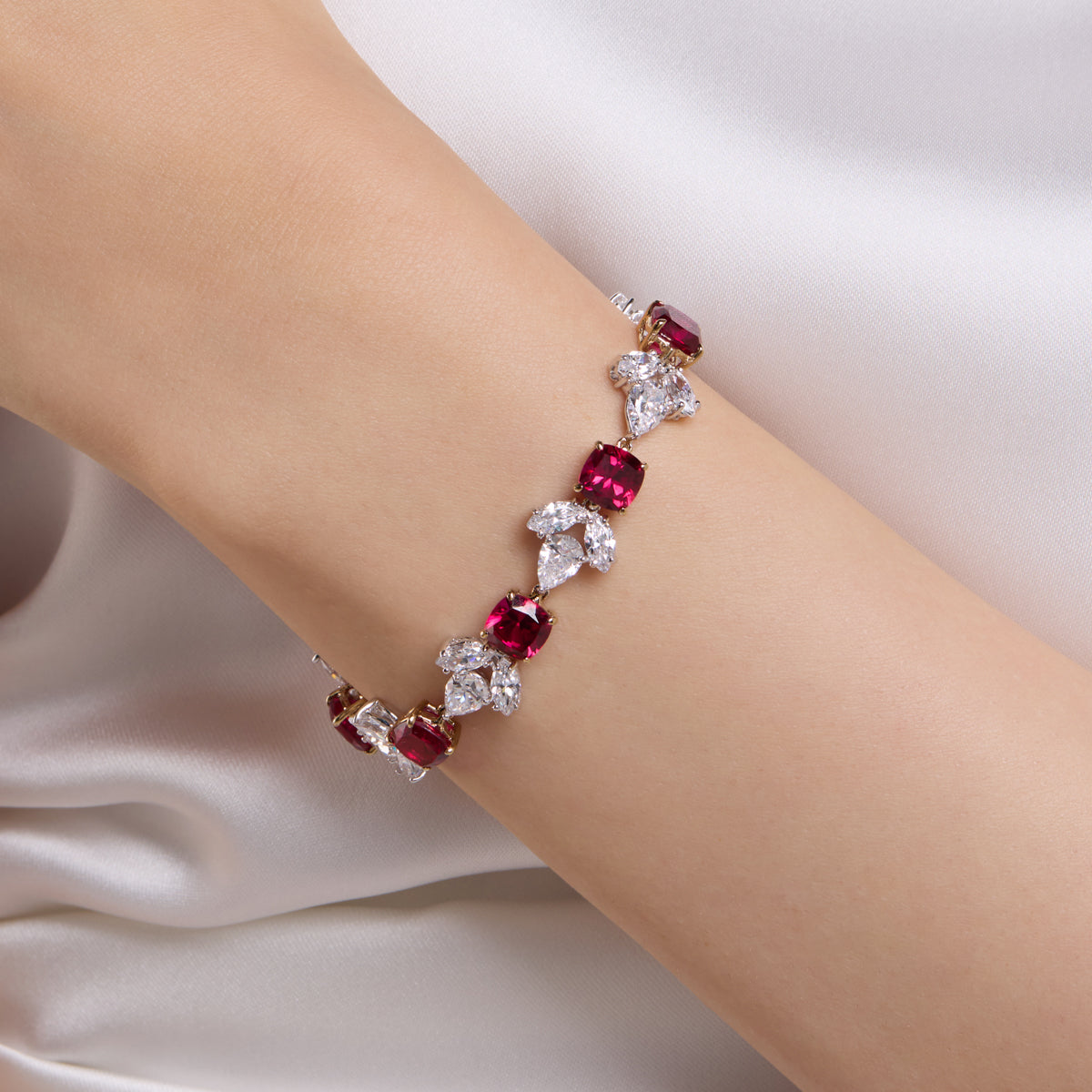 Exquisite Ruby Diamond Accent Bracelet