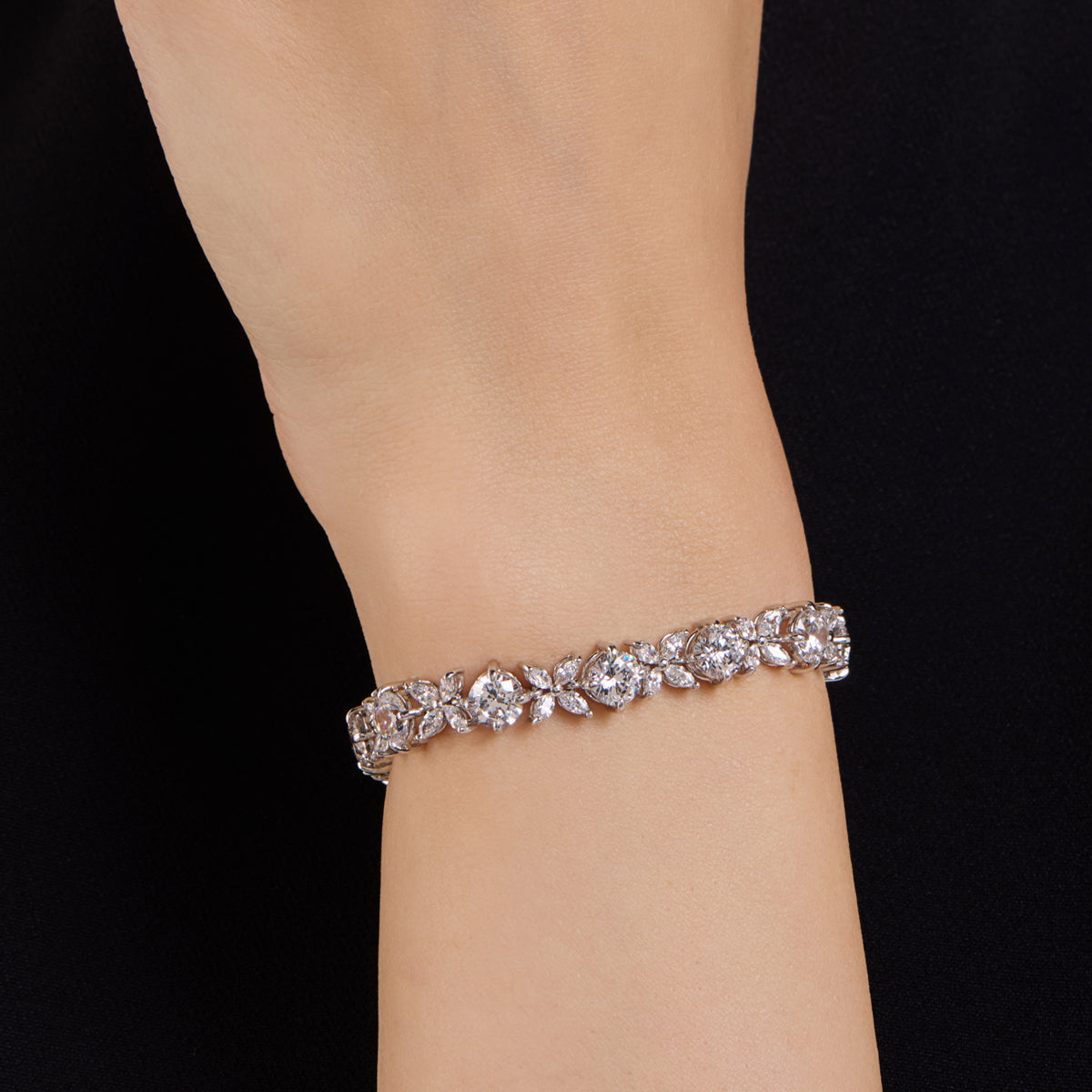 Elegant Floral Marquise Bracelet