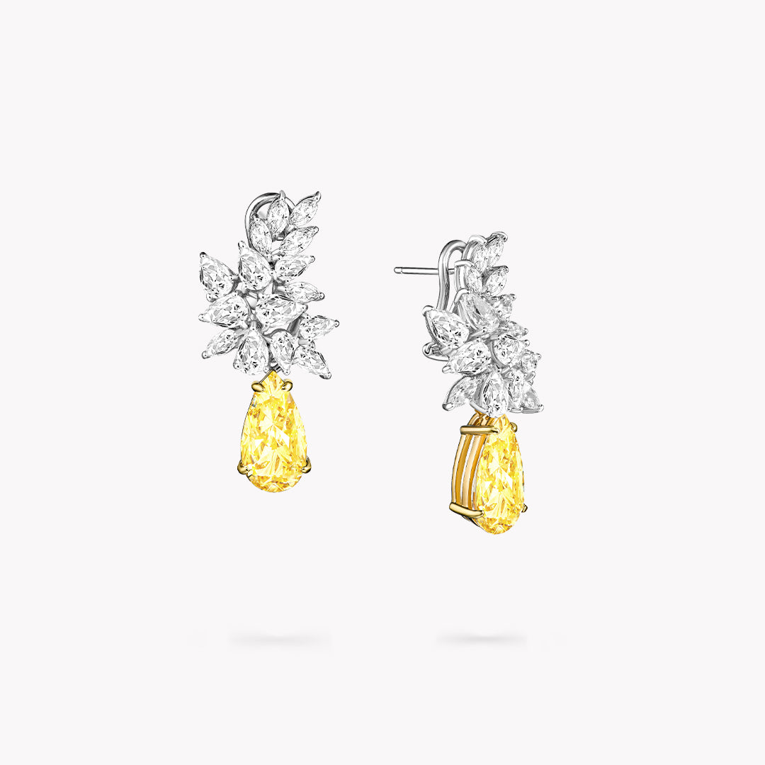 Fancy Shape Cluster Drop Earrings