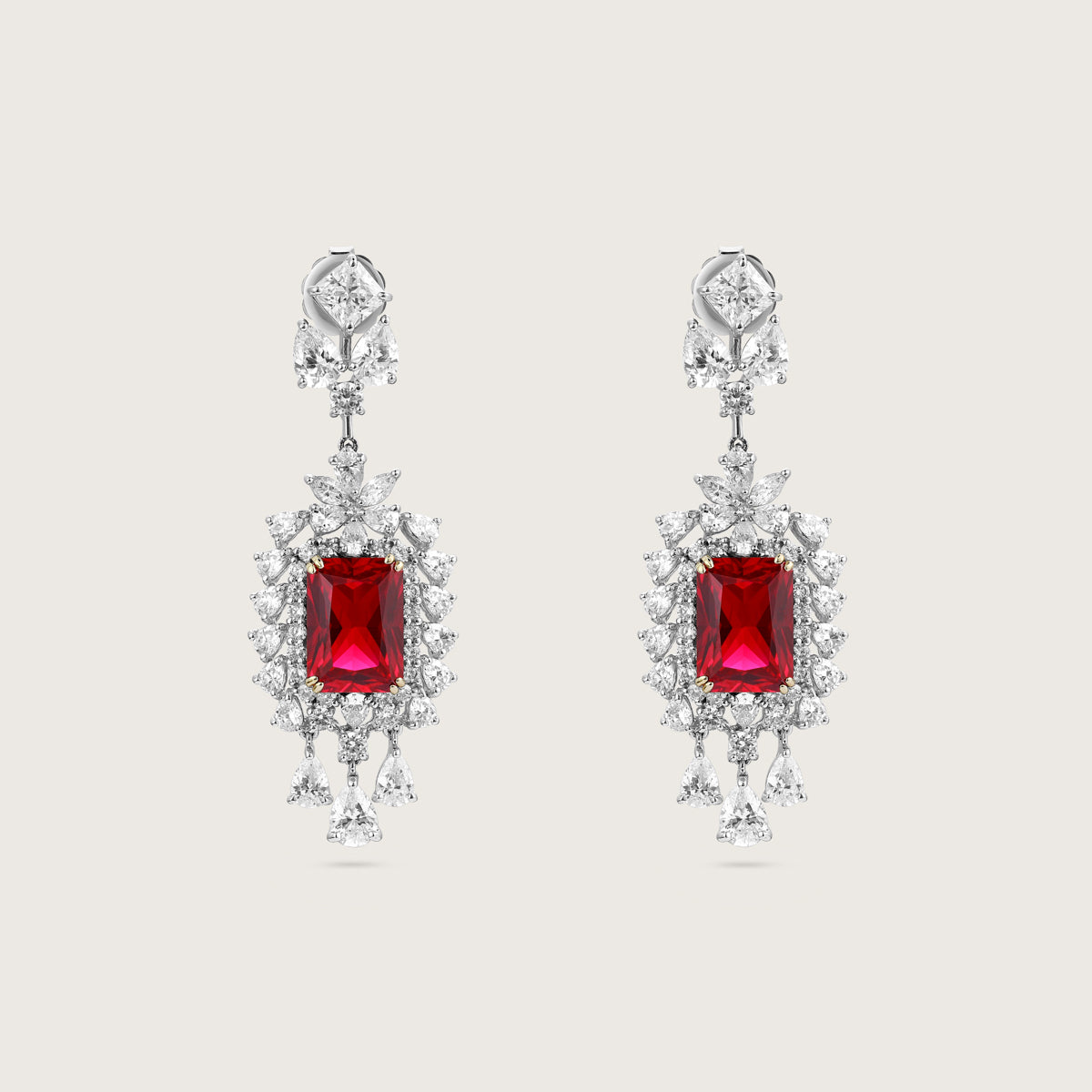 Ruby Dangles Diamond Earrings