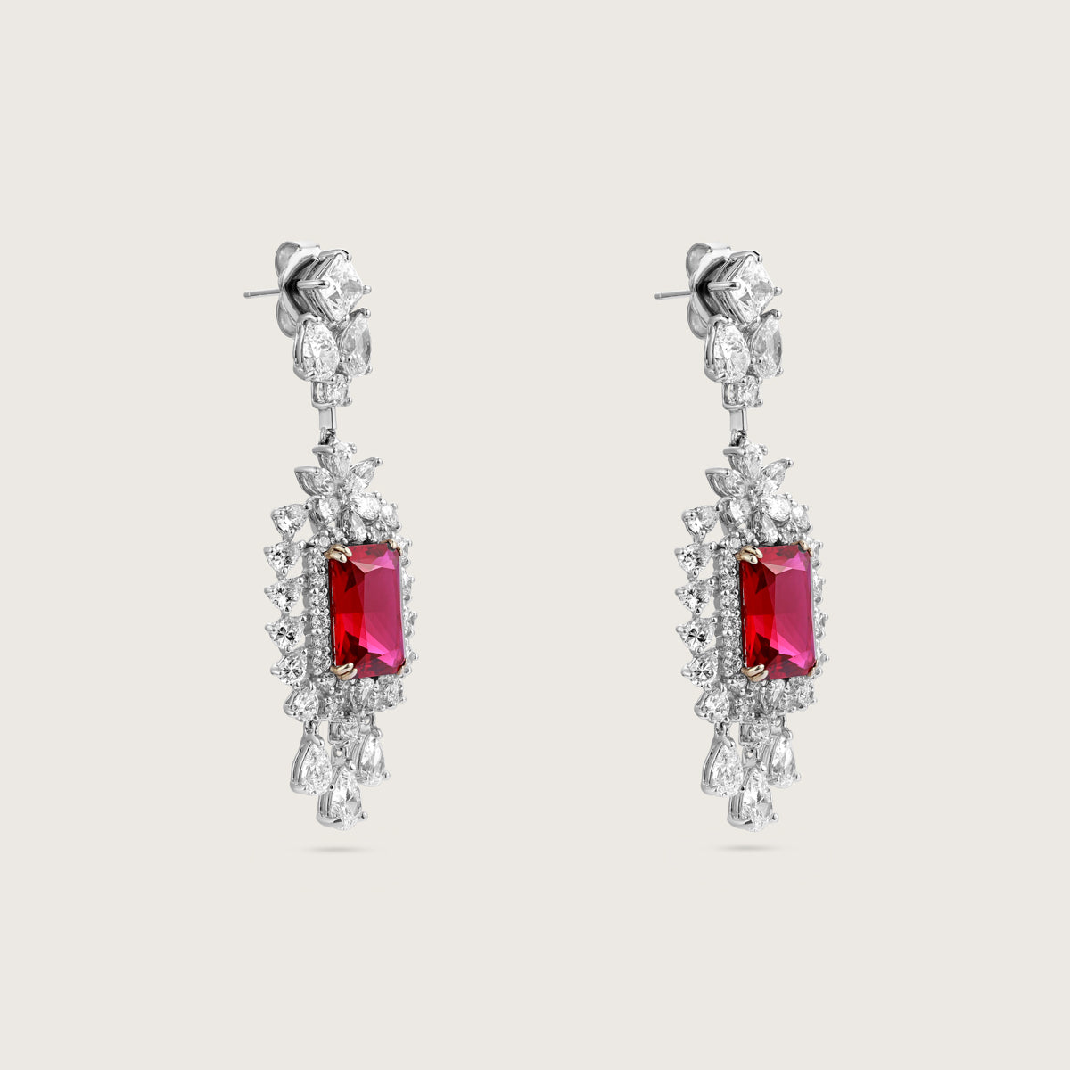 Ruby Dangles Diamond Earrings