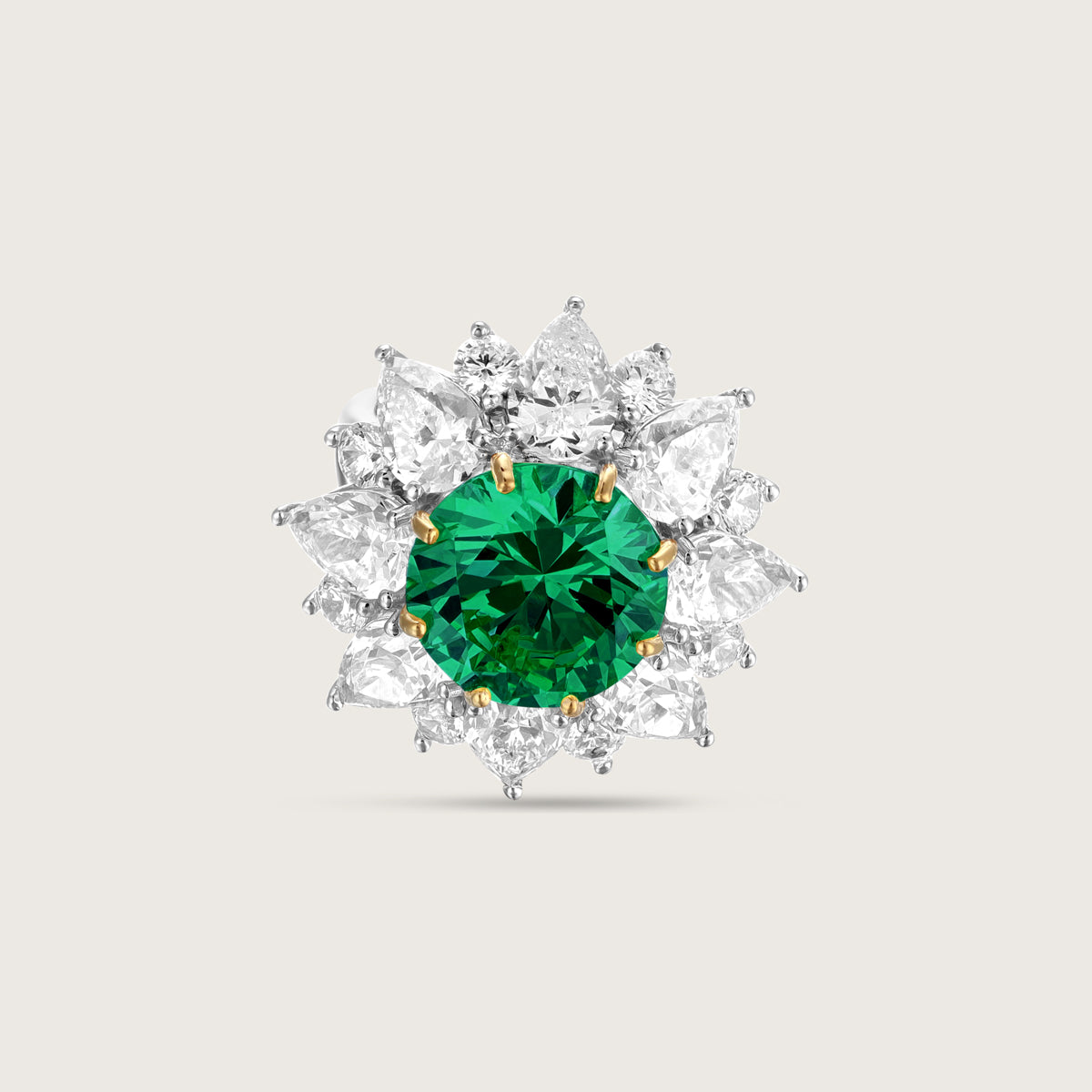 Radiant Emerald Blossom Diamond Ring