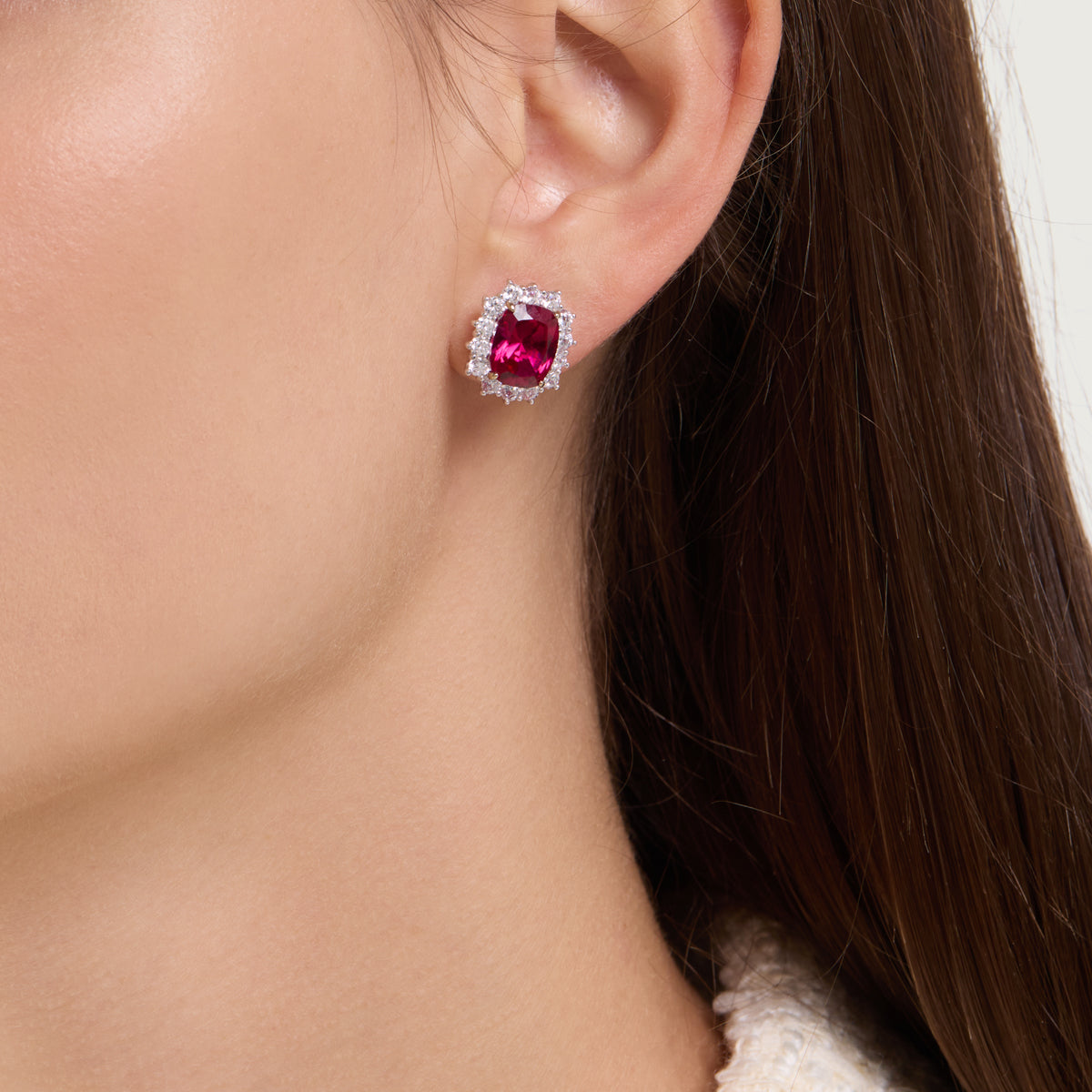 Ruby Glow Stud Earrings