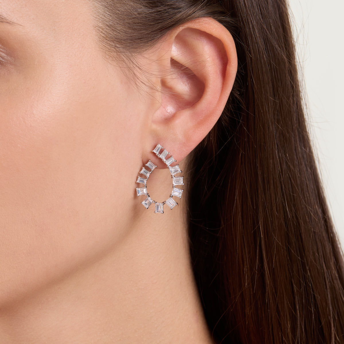 Circular Hoop Diamond Earrings