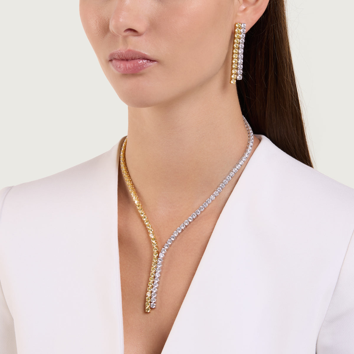 Timeless Two-Tone "Y" Shape Diamond Necklace