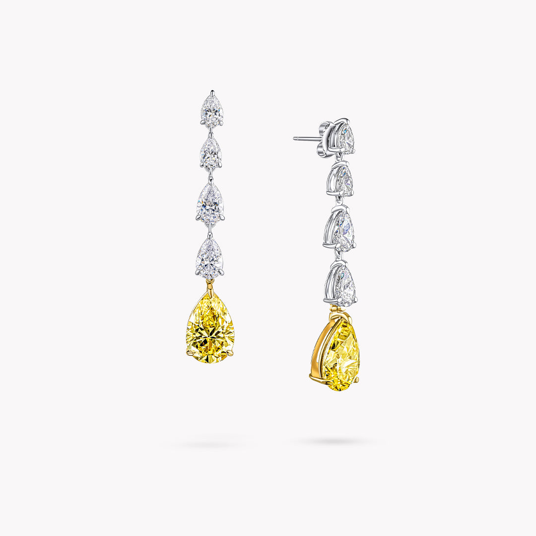 Pear Shape 5 Stone Linear Drop Earrings